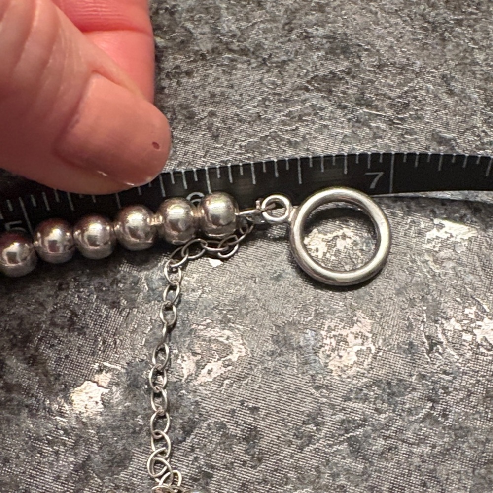 Vintage Solid Sterling Silver Beaded Necklace And… - image 5